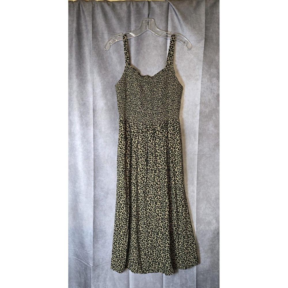 Old Navy Leopard Print Smocked Fit& Flare Cami Dress Size M Y2K